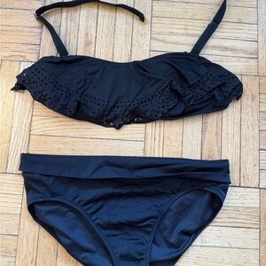 Soma Black Bikini with Eyelet Ruffle
